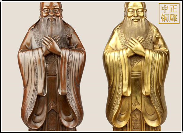純銅孔子雕塑擺件